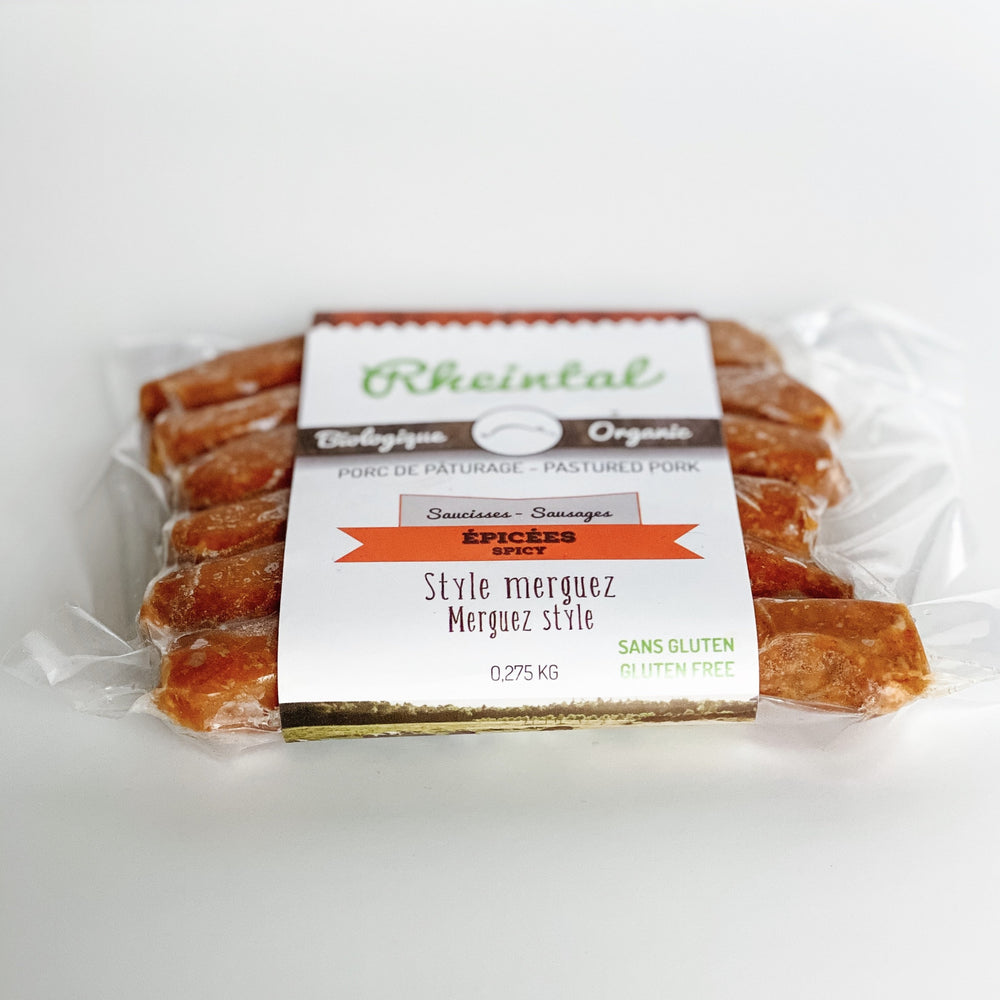 Organic merguez style sausage