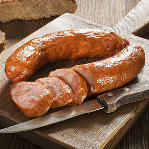 Organic cooked Montbéliard sausage