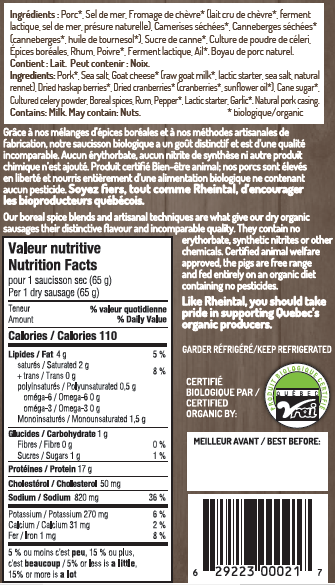 Organic goat cheese and wild berries dry sausage (2x)