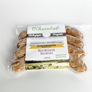 Organic cooked Montbéliard sausage