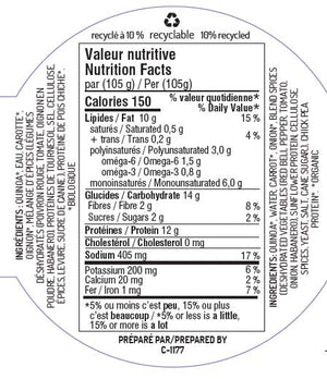 Mexican quinoa plant-based patties 88% organic