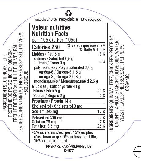 Teff and herbs plant-based patties 74% organic