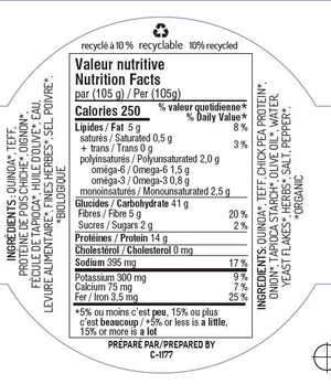 Galettes végétales Teff aux fines herbes 74% bio